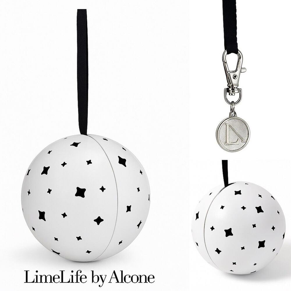 LimeLife by Alcone Holi-Ball Ornament White Star Cutout Metal Sphere Gift Box